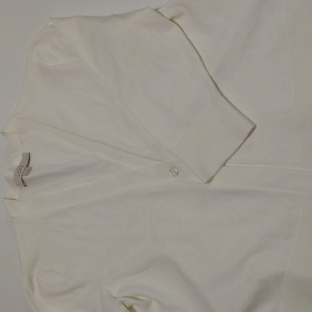 Cardigan One Button Sweater Flare Bottom 3/4 Sleeves Size LP #W-842 - Picture 5 of 14